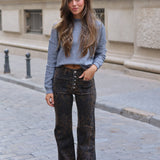 PANTALON VAQUERO LEOPARDO BOTONES