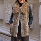 CHALECO PELO NATURAL LARGO