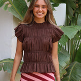 BLUSA FRUNCES MARRON