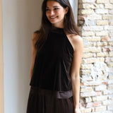 TOP HALTER TERCIOPELO MARRON