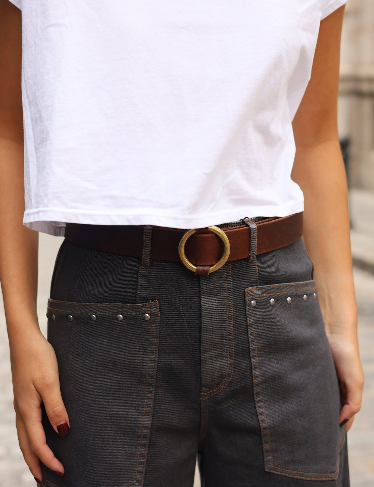 CINTURON CIRCULO MARRON