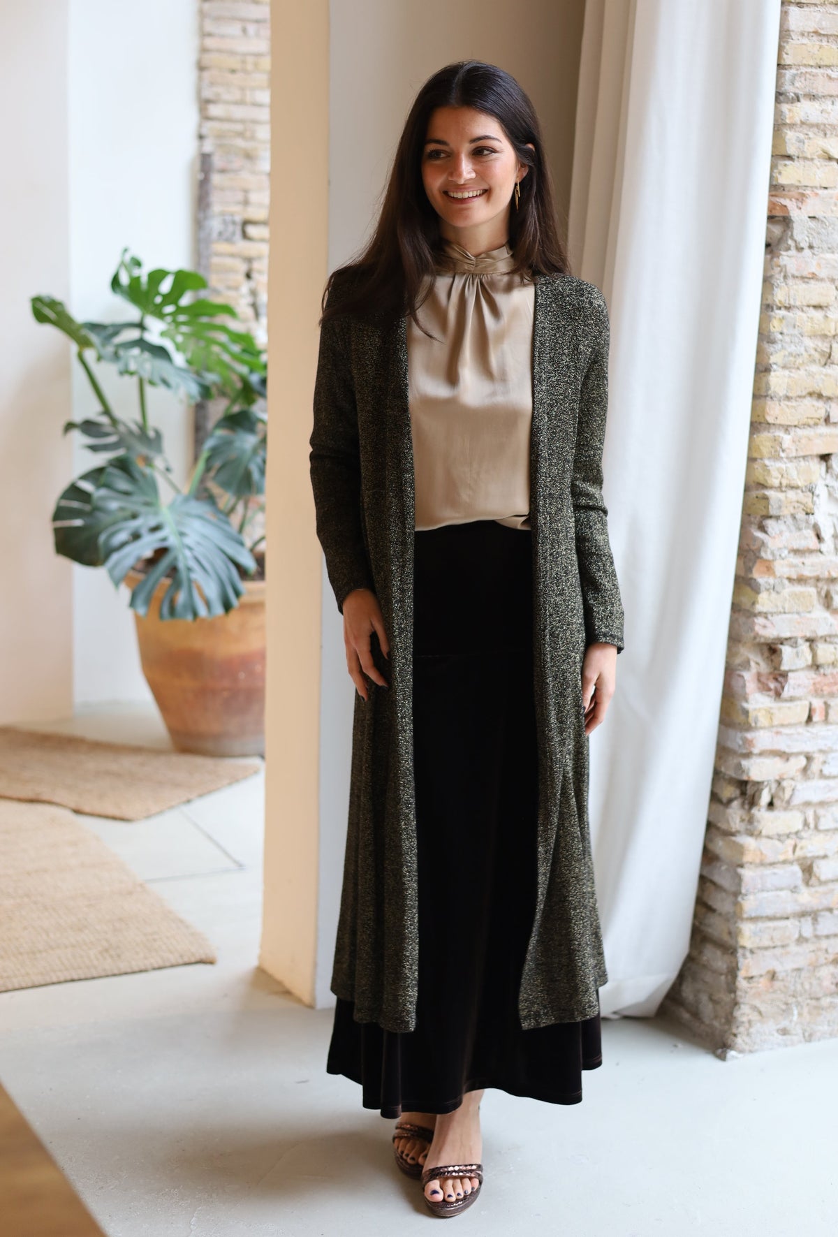 CHAQUETA LARGA LUREX