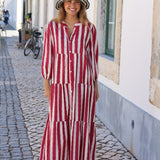 VESTIDO LONDRES RAYAS ROJO