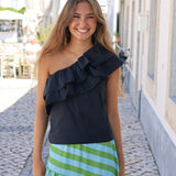 TOP ASIMETRICO VOLANTES NEGRO