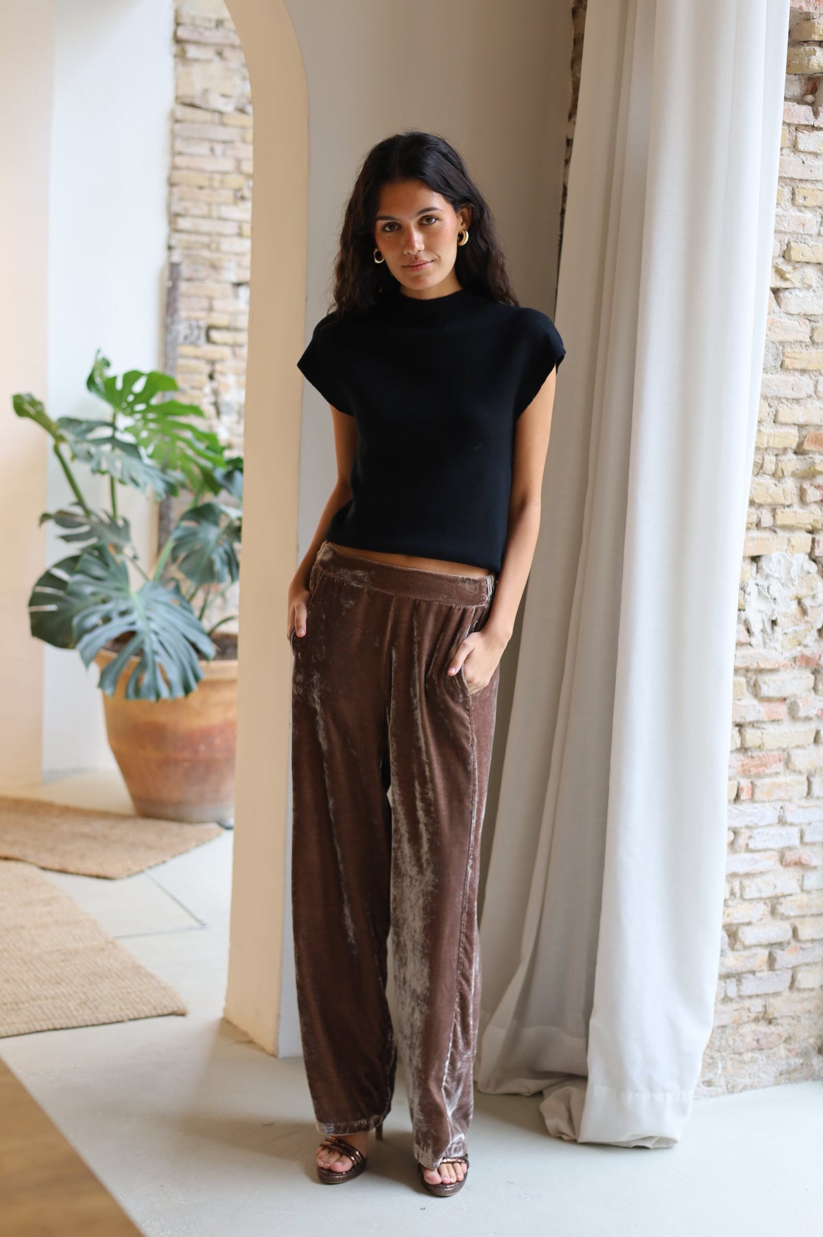 PANTALON ANCHO TERCIOPELO CAMEL