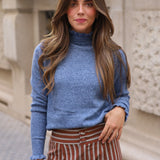 JERSEY CUELLO Y MANGA VOLANTES CELESTE