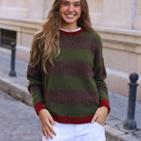 JERSEY PUNTO RAYAS BURDEOS Y VERDE