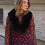 CUELLO PELO LARGO SINTETICO MARRON