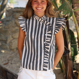 BLUSA ISABELLA RAYAS FINAS NEGRA