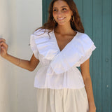 BLUSA VOLANTES BLANCA