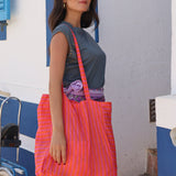 TOTE BAG RAYAS PEQUEÑAS ROSA