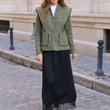 FALDA SATINADA ENCAJE NEGRA