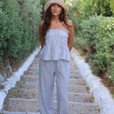 PANTALON LINO RAYAS AZUL