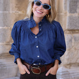 BLUSA CUELLO NIDO DENIM OSCURA