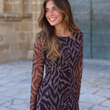 VESTIDO GODET TUL MARRON