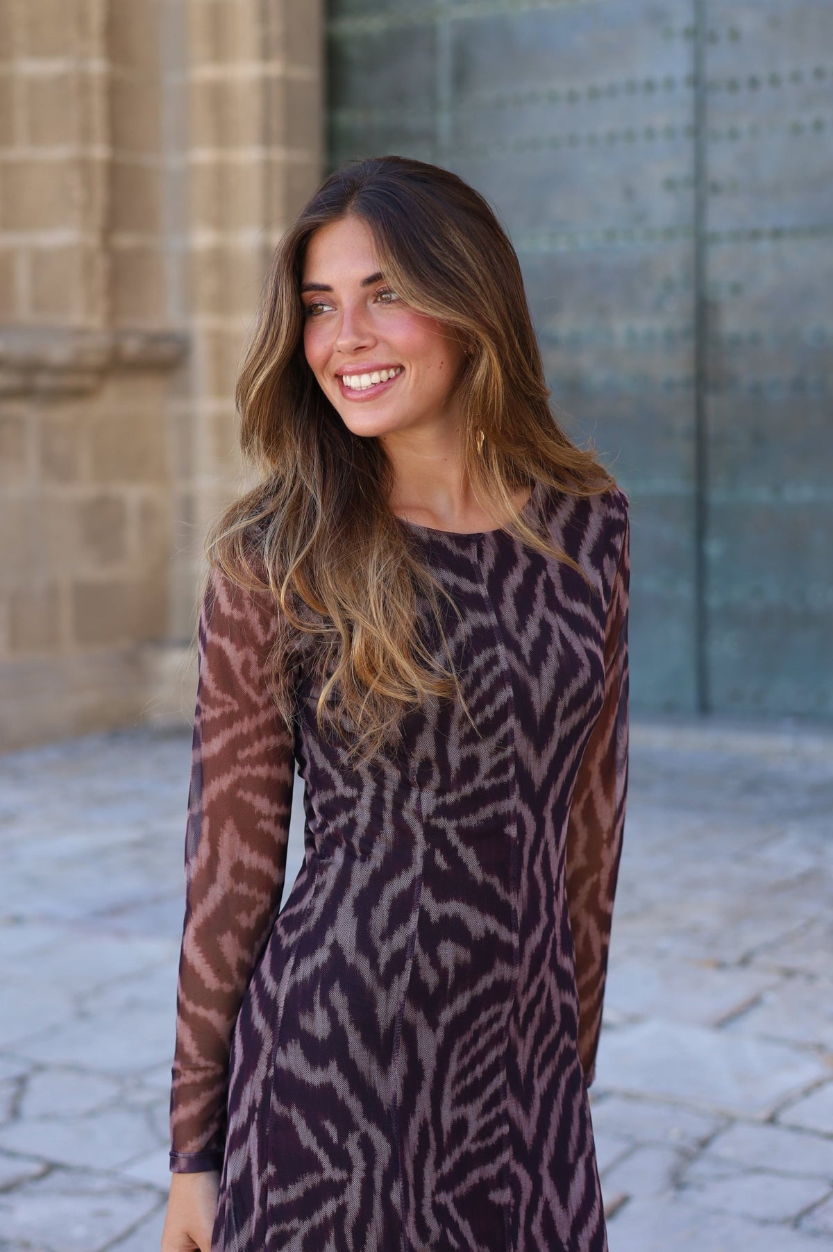 VESTIDO GODET TUL MARRON