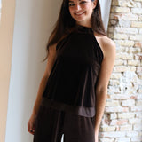 TOP HALTER TERCIOPELO MARRON