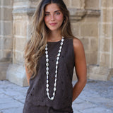 TOP PERFORADO MARRON