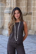 TOP PERFORADO MARRON