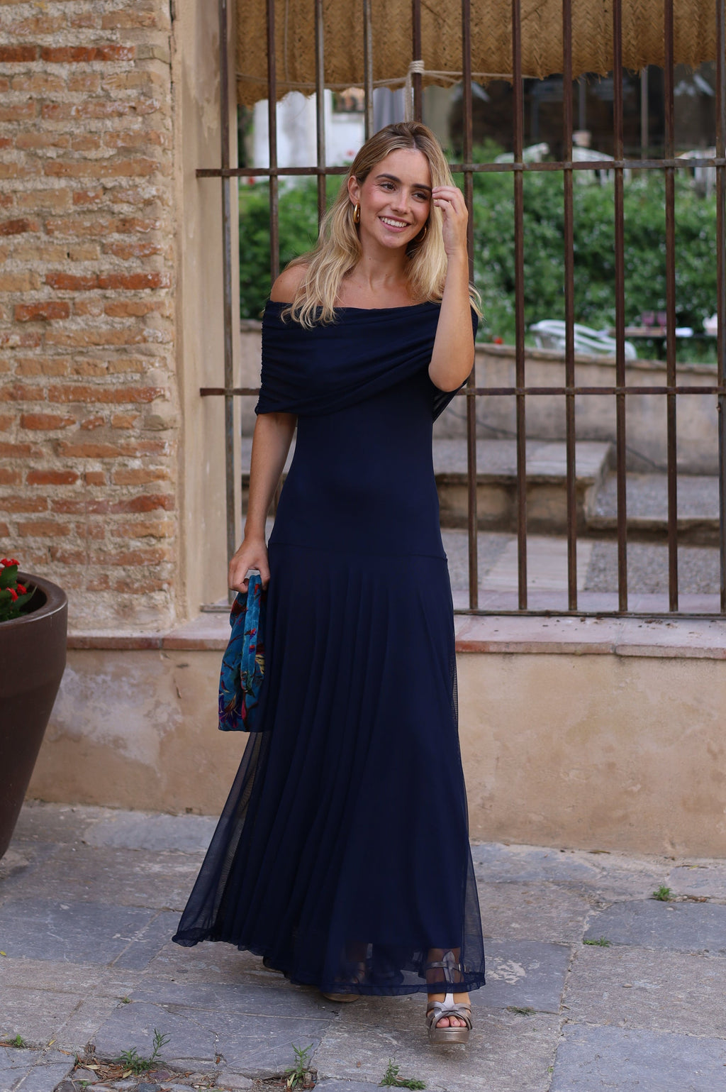VESTIDO BARCO TUL AZUL MARINO