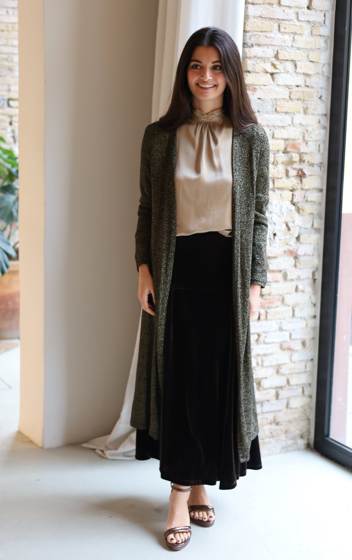 CHAQUETA LARGA LUREX