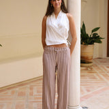 PANTALON CELIA RAYAS BEIGE