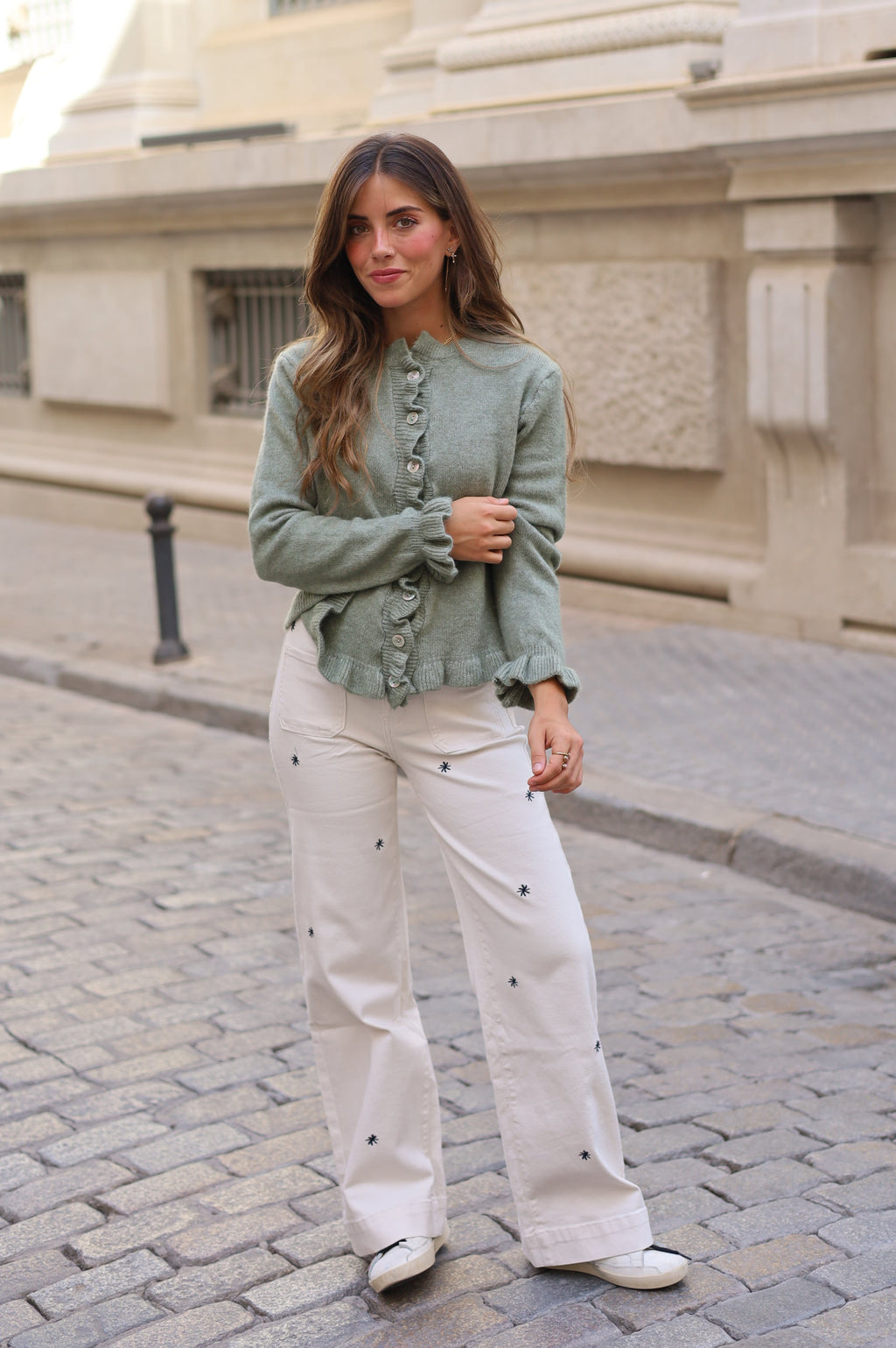 PANTALON VAQUERO ESTRELLA BLANCO