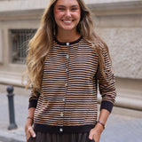 CHAQUETA PUNTO RAYAS MARRÓN