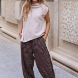 PANTALÓN BOMBACHO CUADROS BURDEOS