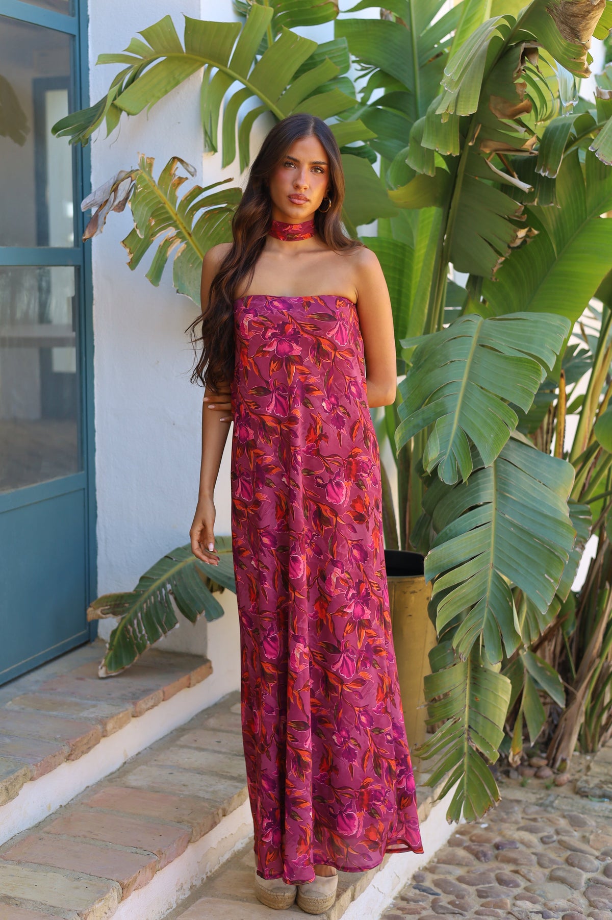 VESTIDO SHERRY FLORES VINO