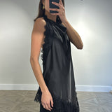 VESTIDO SATINADO ENCAJE NEGRO