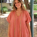 VESTIDO LOLA CUADROS CORAL
