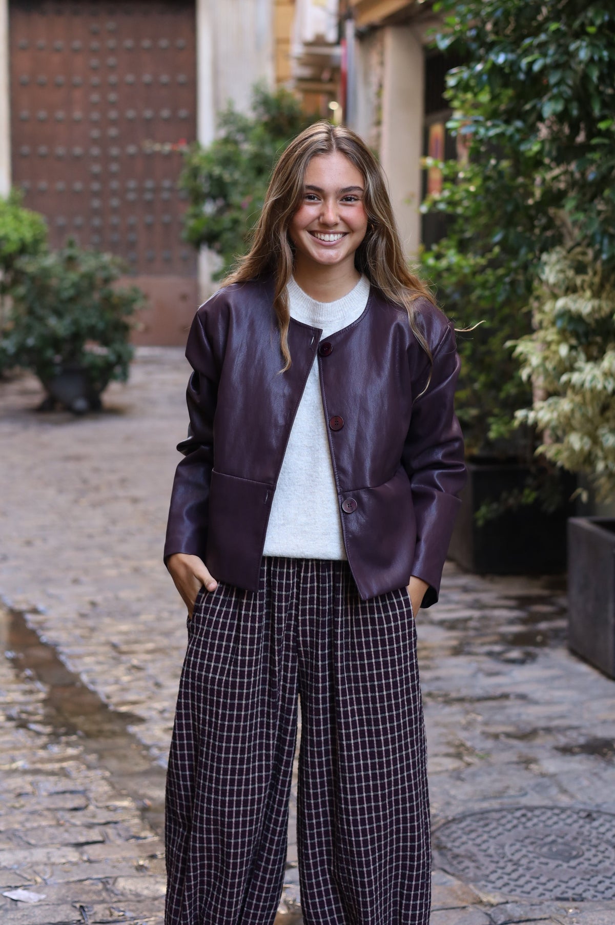 CHAQUETA POLIPIEL BURDEOS