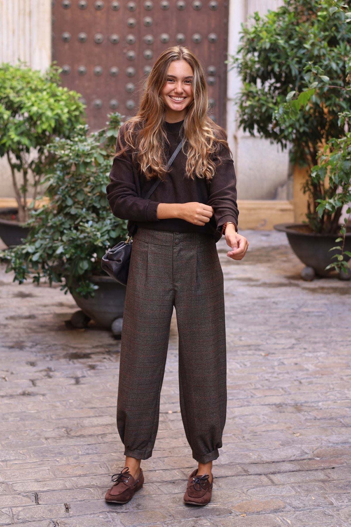 PANTALON CUADROS LUREX