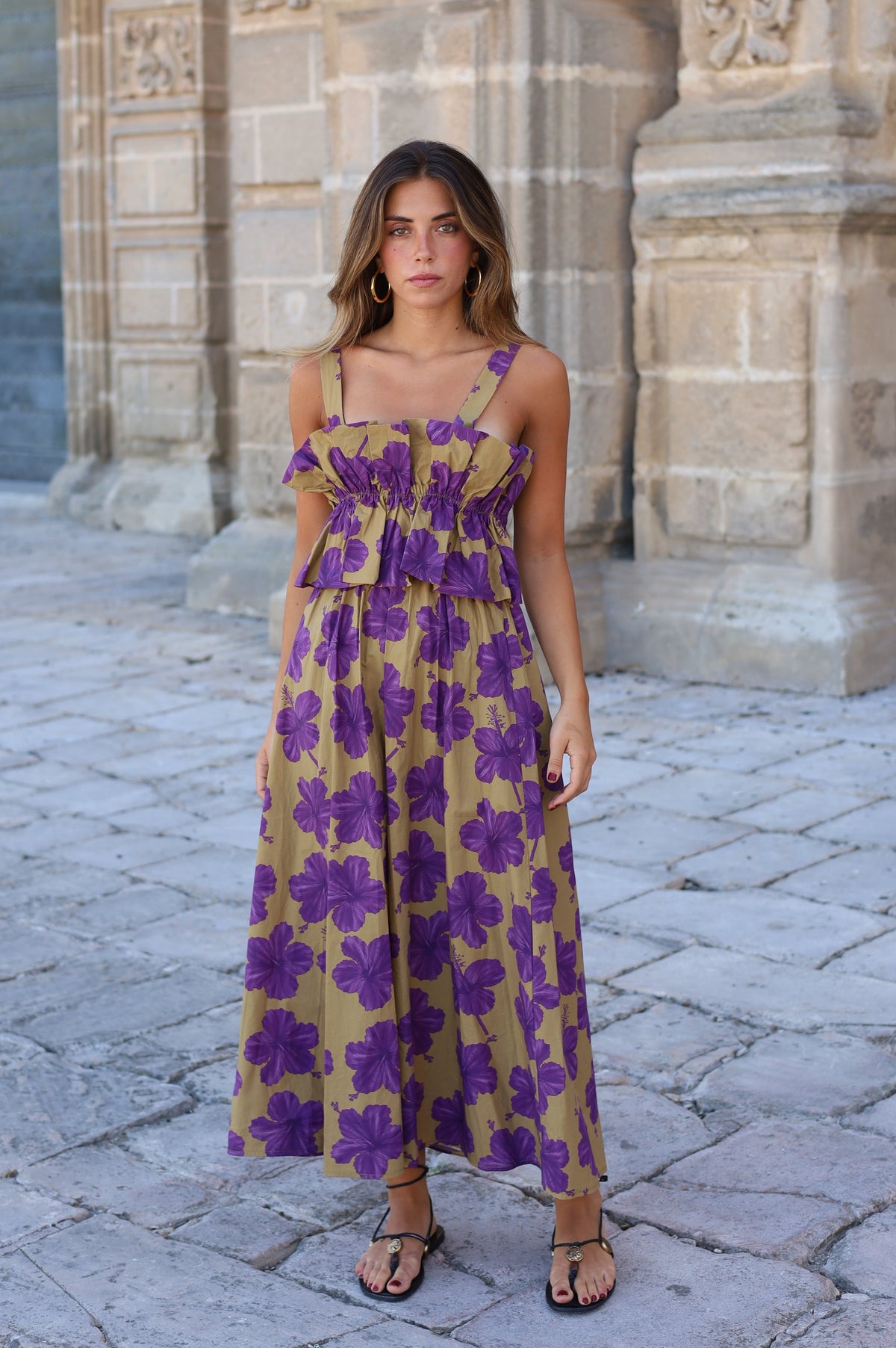 VESTIDO HAWAI FLORES MORADAS