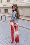 PANTALON VAQUERO RAYAS ROJAS