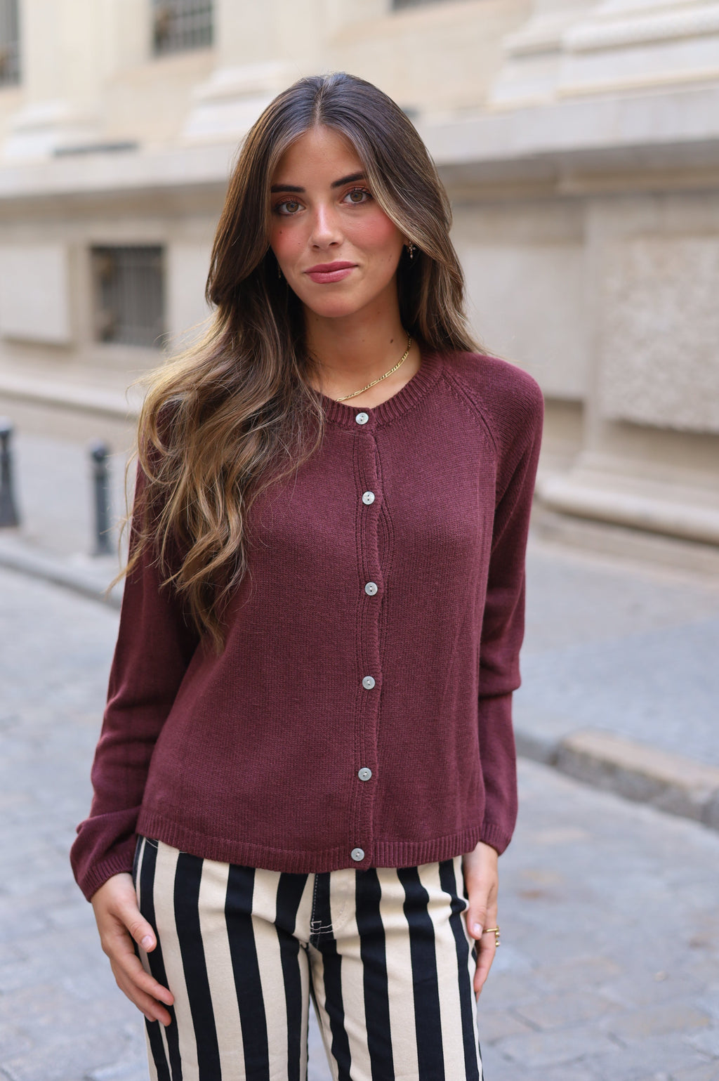CHAQUETA BOTONES BERENJENA
