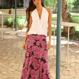 FALDA GASA ESTAMPADA ROSA