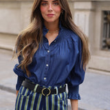 BLUSA CUELLO NIDO DENIM OSCURA