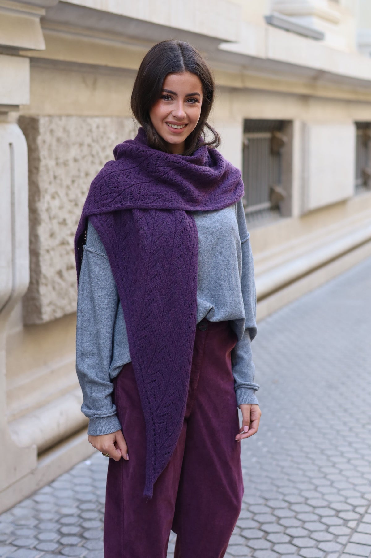 PONCHO CALADO MORADO