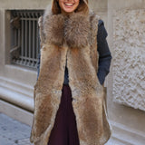 CHALECO PELO NATURAL LARGO 83 CM