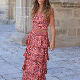 CONJUNTO CARACAS FLORES TEJA