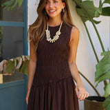 VESTIDO NIDO ASIMETRICO MARRON