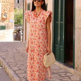 VESTIDO CAÑOS FLORES CRUDO