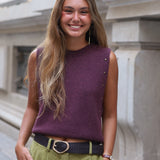 CHALECO PUNTO TACHAS MORADO