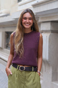 CHALECO PUNTO TACHAS MORADO
