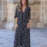 VESTIDO RONDA ROMBO NEGRO