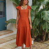 VESTIDO VOLANTE HOMBRO CALDERO