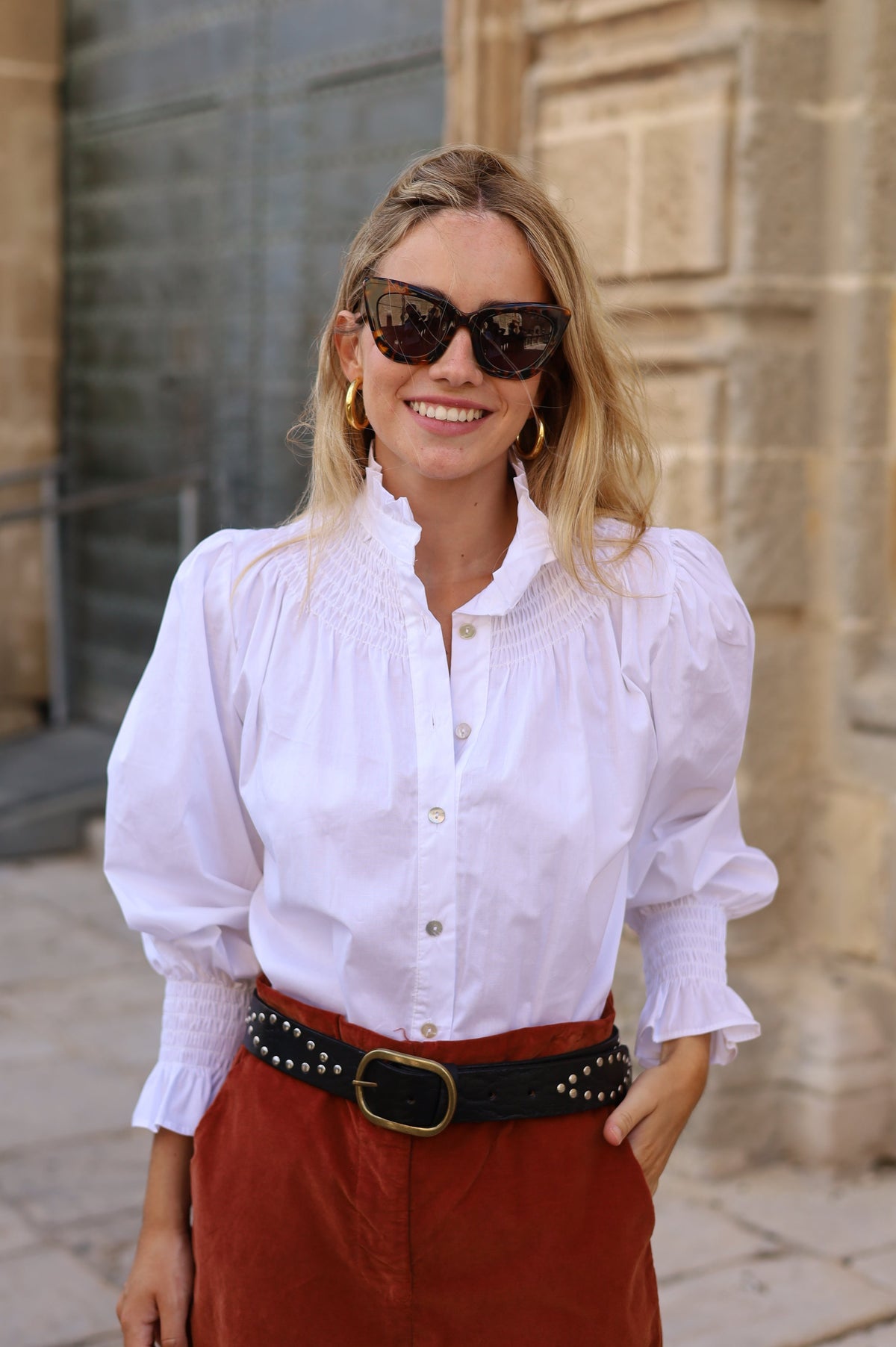 BLUSA CUELLO NIDO BLANCA