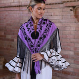 MANTON TRIANA LILA BORDADO NEGRO